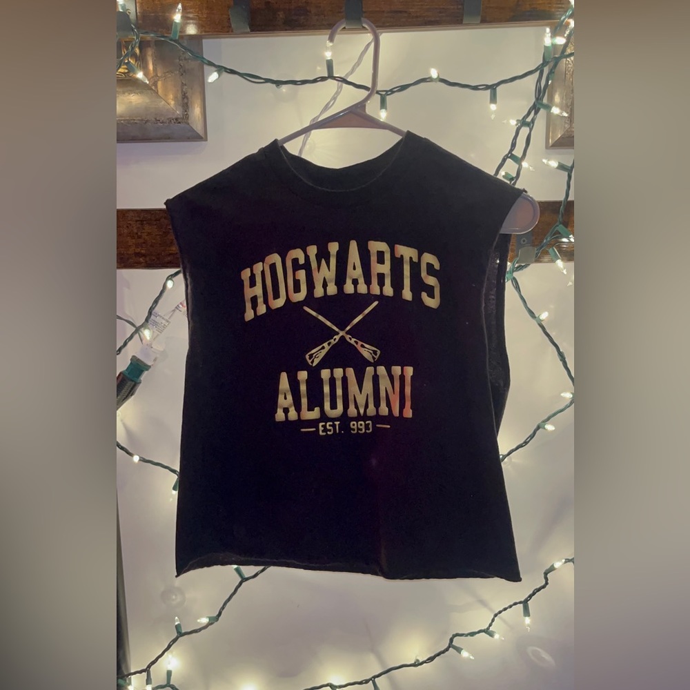 Hogwarts Alumni Crop Top black and gold